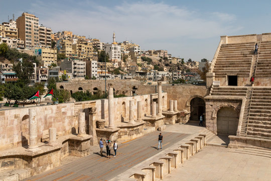 The Nymphaeum -Roman public fountain was decorated with columns statues Nymphs, Amman, Jordan