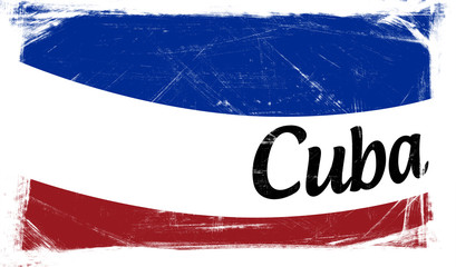 Dibujo bandera de Cuba gastada