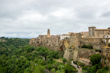 Fototapeta premium Pitigliano buildings and streets in medieval town in Tuscany