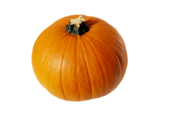 A single yellow pumpkin isolated on a white background