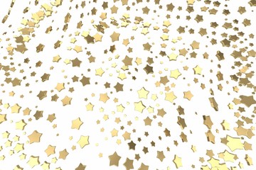 Gold or platinum stars flying over white background. Modeling 3d illustration. wealth rich mining bitcoin concept . Money growing business finance success clipart.