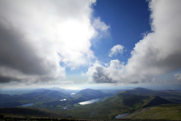 Snowdonia National Park  Landscape with hills and mountains in summer. Photographed in Wales, United Kingdom