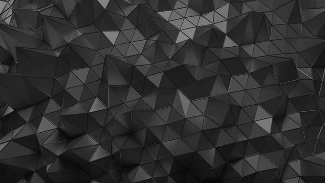 Abstract 3d rendering of geometric surface. Modern looped animation background with polygonal shape. Seamless motion design. 4k UHD
