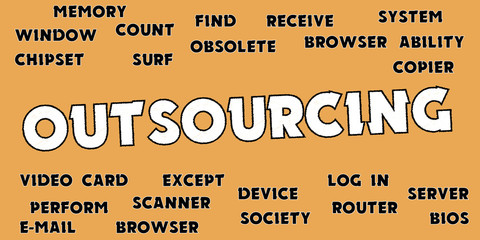 OUTSOURCING words and tags cloud