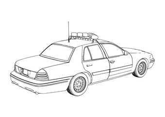 police car sketch vector