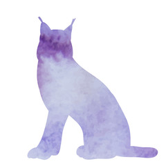 white background silhouette of a watercolor lynx