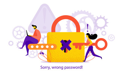 Vector concept illustration of danger or error sign in flat style.