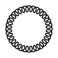 Black telephone spiral cable in the circle Simple flat illustration