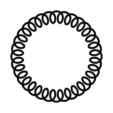 Black telephone spiral cable in the circle Simple flat illustration