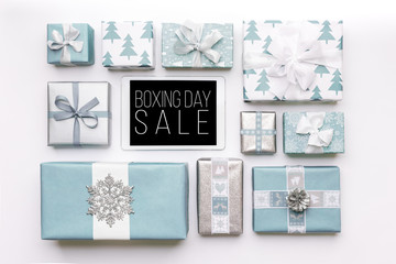 Boxing Day Sale Background. Online Shopping, Christmas Sale Concept.