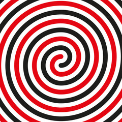 Thick black double spiral symbol. Simple flat vector design element in black and red