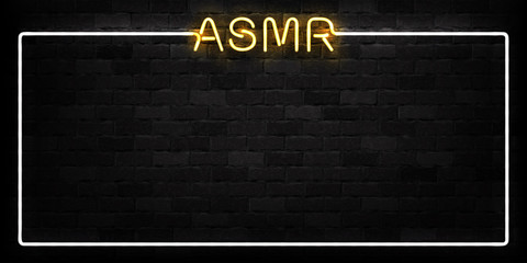 Vector realistic isolated neon sign of ASMR frame logo for decoration and covering on the wall background.