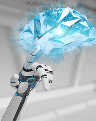 White humanoid hanid creating artificial intelligence 3D rendering