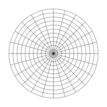 polar grid of 10 concentric circles and 15 degrees steps blank vector polar graph paper stock vector adobe stock