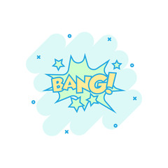 Vector cartoon bang comic sound effects icon in comic style. Sound bubble speech sign illustration pictogram. Bang business splash effect concept.