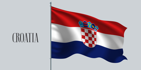 Croatia waving flag on flagpole vector illustration