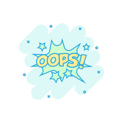 Vector cartoon oops comic sound effects icon in comic style. Sound bubble speech sign illustration pictogram. Oops business splash effect concept.