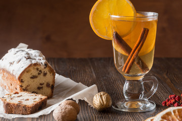 Healthy organic homemade holiday celebration beverage in glass.