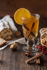 Healthy organic homemade holiday celebration beverage in glass.