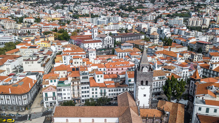 Fototapeta na wymiar Aerial view of Funchal city, Madeira island, Portugal, with 
