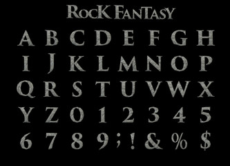 Large Rock Fantasy Alphabet - 3D illustration