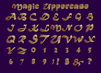 Magic gold alphabet Uppercase - 3d illustration