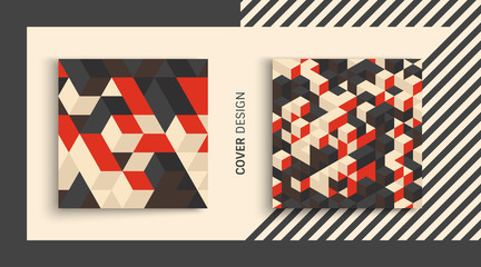 Cover design template. 3d blocks structure background. Vector illustration.