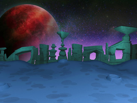 Cartoon Alien Planet  Back Ground  - 3D Illustration