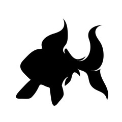Vector silhouette of fish on white background.