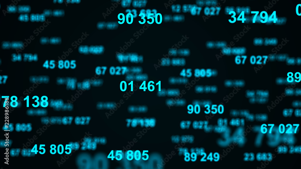 Poster Digital blue background. Information code. Binary computer code. 3d rendering