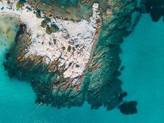 Aerial view of a rocky coastline
