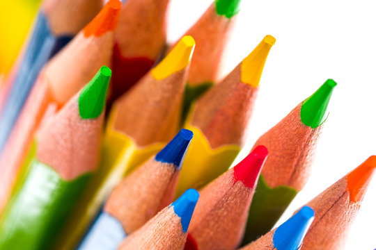 A bunch of colored pencils