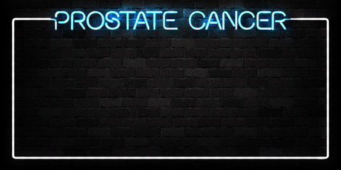 Vector realistic isolated neon sign of Prostate Cancer frame logo for decoration and covering on the wall background. Concept of November, Prostate cancer awareness month.