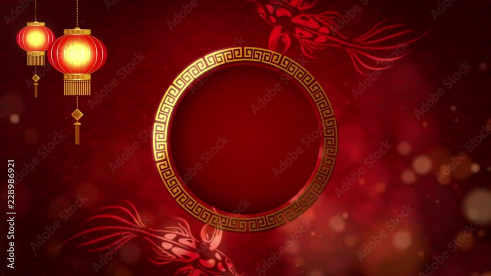 Poster chinese new year also known as the spring festival. digital particles loop background with chinese o