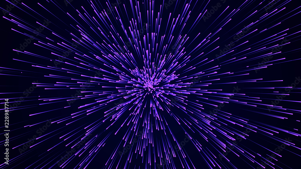 Aufkleber Abstract circular speed background. Starburst dynamic lines pattern. Abstract data flow background. 3D rendering.
