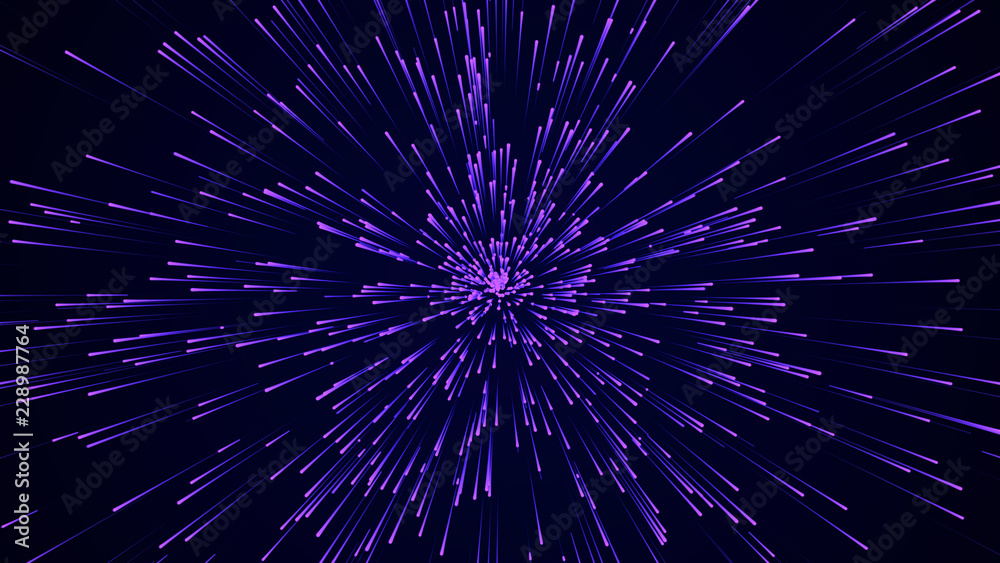 Poster Abstract circular speed background. Starburst dynamic lines pattern. Abstract data flow background. 3D rendering.