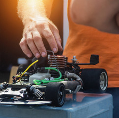 Competitions on car radio sport on the radio, the participant prepares his car on the radio to...