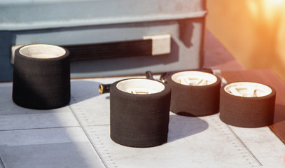 Competitions on car sport on the radio, tires from a radio-controlled car, close-up, wheels, equipment