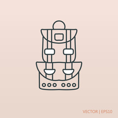 Traveller's retro backpack simple icon. Vector illustration