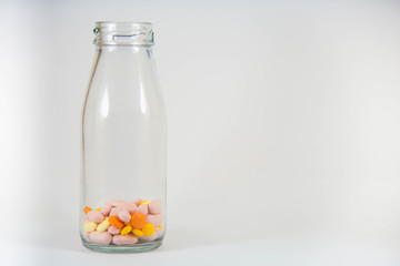 Medicine pills colorful on white background
