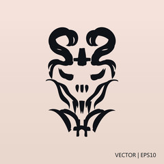 Tribal logo. Vector illustration. Tribal skull shape