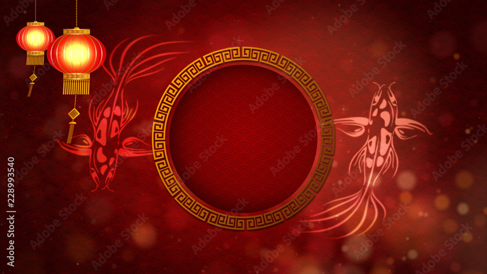 Poster chinese new year also known as the spring festival. digital particles loop background with chinese o