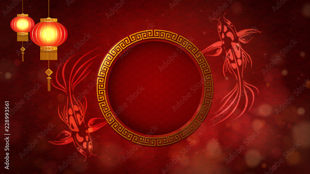 Poster chinese new year also known as the spring festival. digital particles loop background with chinese o