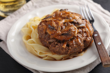 Salisbury steak with pasta