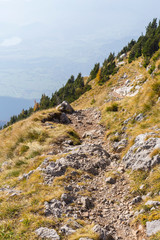 Very rocky mountain terrain path