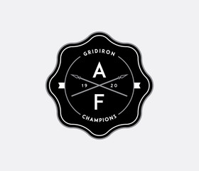 American football gridiron badge black on white