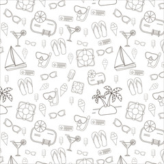 Travel / vacation / seaside seamless pattern. Vector illustration