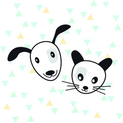 Dog and cat simple icons. Vector for babies