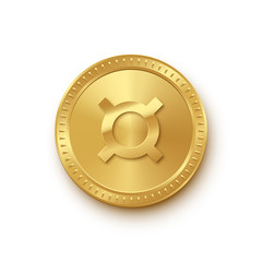 Golden medallion with currency sign. Vector finance icon.