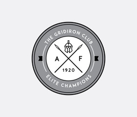 American football gridiron club badge black on white